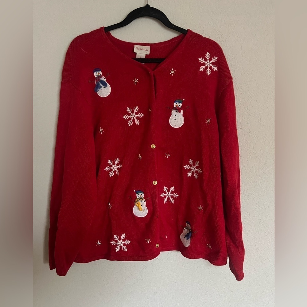 Snowman Christmas cardigan sweater